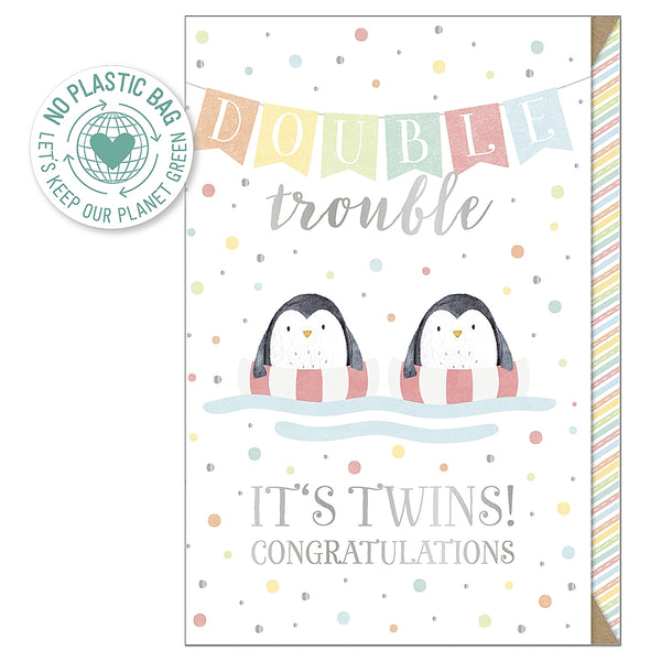 Geburtskarte - Zwillinge „Double Trouble“