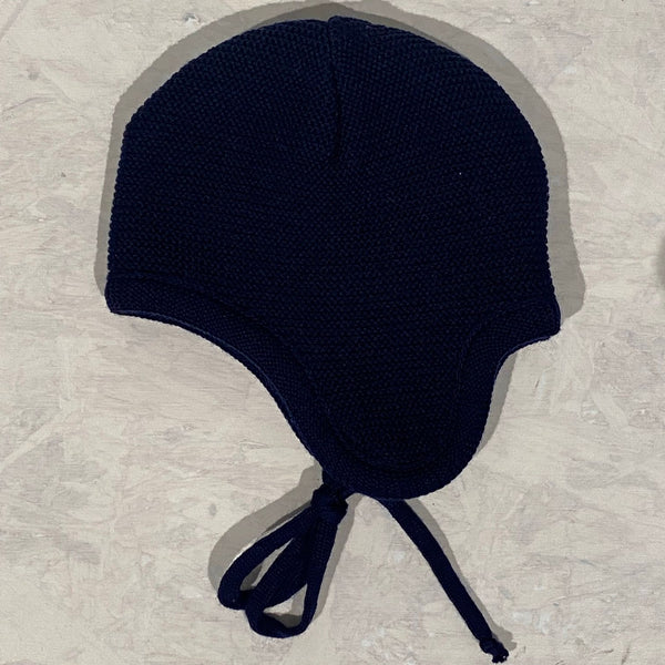 Mütze Merinowolle mit Ohren - marine
