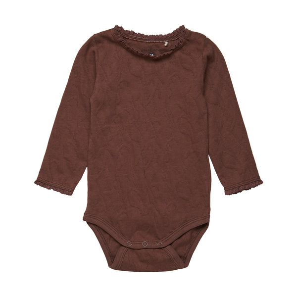 Body Langarm Jacquard - chestnut