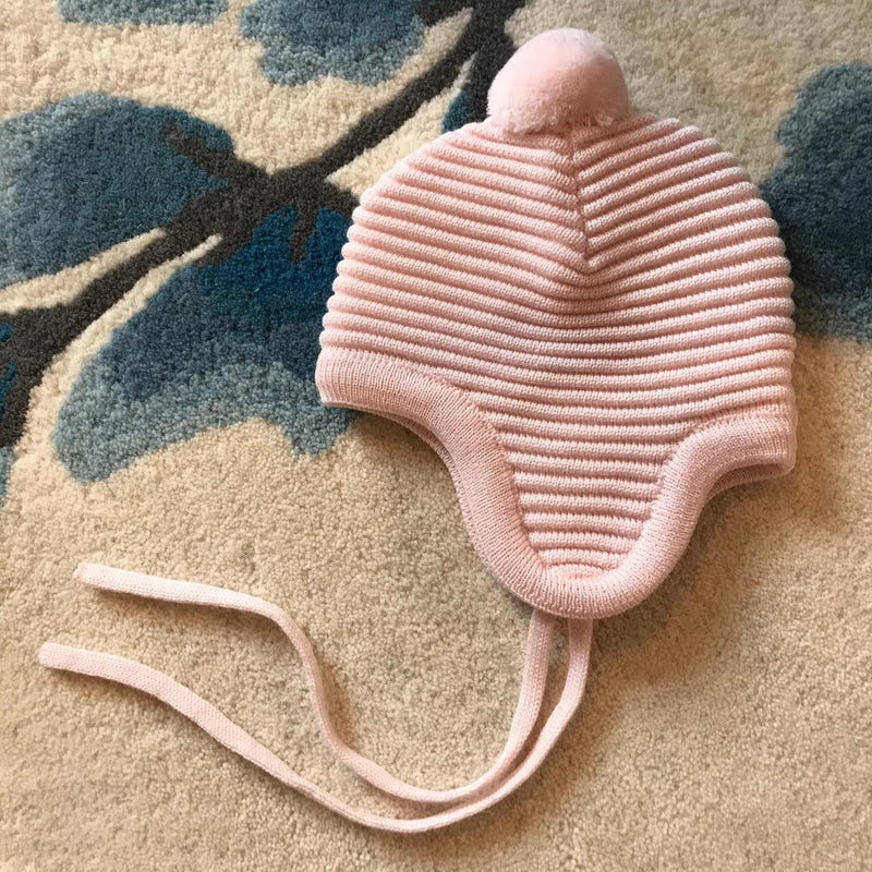 Mütze Merinowolle mit Ohren - rosa