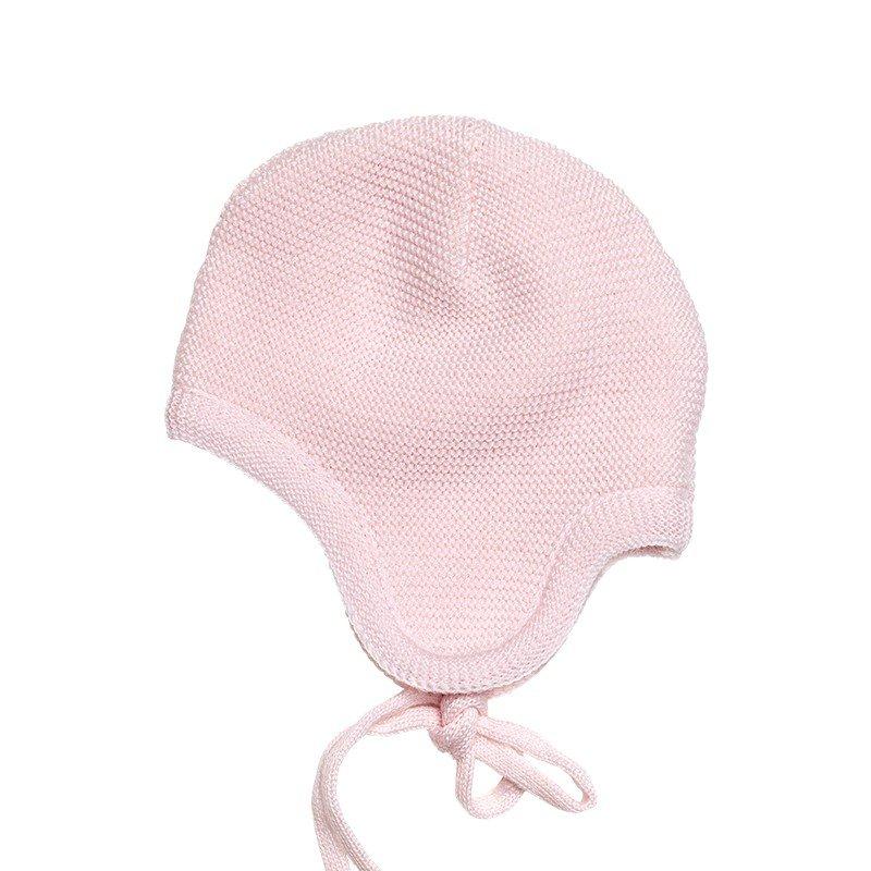 Mütze Merinowolle mit Ohren - rosa